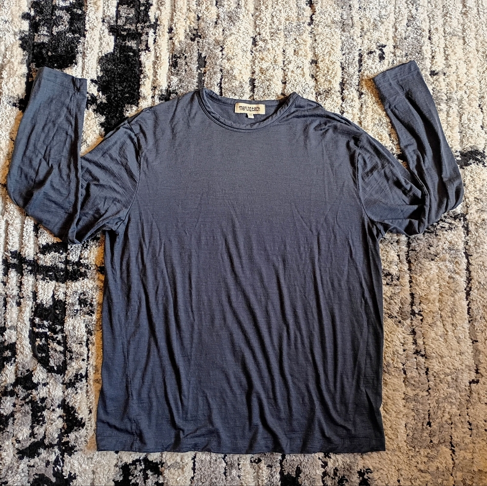 Merino.Tech Gray Long Sleeve Crewneck Shirt Size XXL Merino Wool Blend